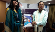 Dr. K. Rajo Singh, Director, Health and Family Welfare Services, Govt. of Manipur inaugurating Vaccine Cold Chain Handler Handbook on eVIN with Dr. Shachi Adhyantaya, UNDP during eVIN training.