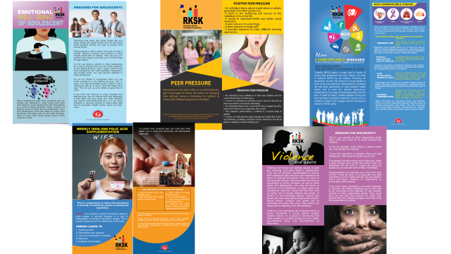 Photo Leaflets on Emotional Well Being of Adolescents, Peer Pressure, NCDs, WIFS & Violence.