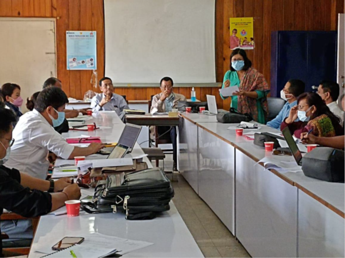 Photo for SPM, M Rite team, Dr. Jujurani Asem sharing strategies to be adopted for poor performing districts in Manipur in the State level review meeting for COVID-19 Vaccination