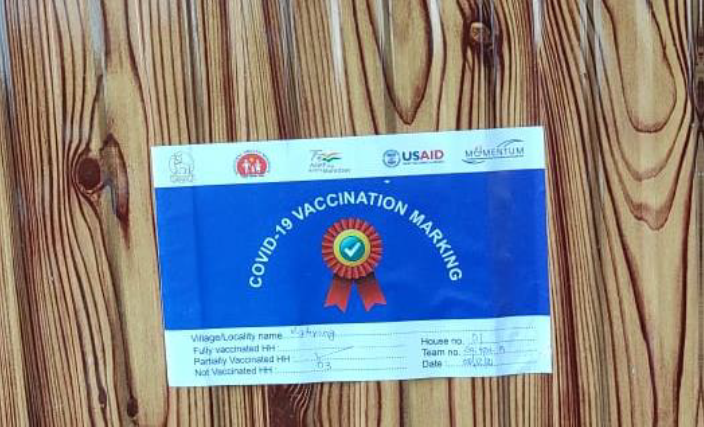 Photo for M RITE supported with stickers for house-to-house visit on Covid-19 vaccination espw.r.t Har Ghar Dastak campaign in Manipur.